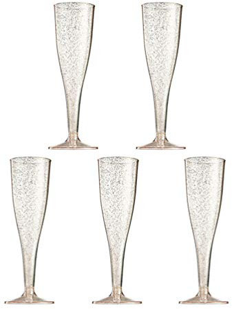 NUOBESTY 5 Stücke Einweg Sektgläser Glitzer Stern Sektkelche Plastik Champagnergläser Sektglas Cocktailgläser Weingläser für Hochzeit Geburtstag Party Weihnachten Tischdeko 6.7Oz