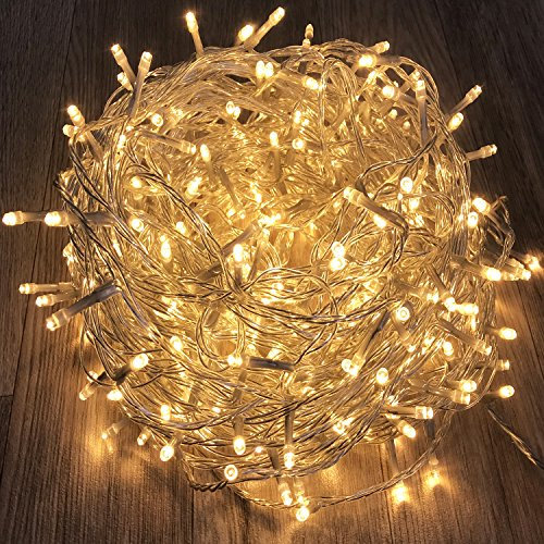LED Tannenbaum Lichterkette Weihnachtslichterkette Warmweiß für Innen & Außen Weihnachtszeit Party transparentes Kabel in verschiedenen Größen [Energieklasse A+], LED Lichterbaum/Kette:400 LED