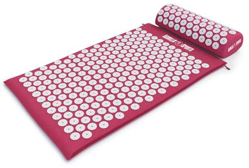 GORILLA SPORTS® Akupressurmatte - mit ergonomische Kissen und Tragetasche, 68 x 42 x 2.5 cm, Waschbar, aus Baumwolle, Farbwahl - Massagematte, Nagelmatte, Akupunkturmatte