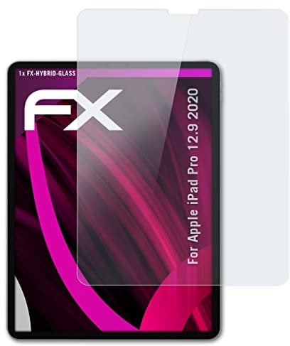 atFoliX Glasfolie kompatibel mit Apple iPad Pro 12.9 2020 Panzerfolie, 9H Hybrid-Glass FX Schutzpanzer Folie