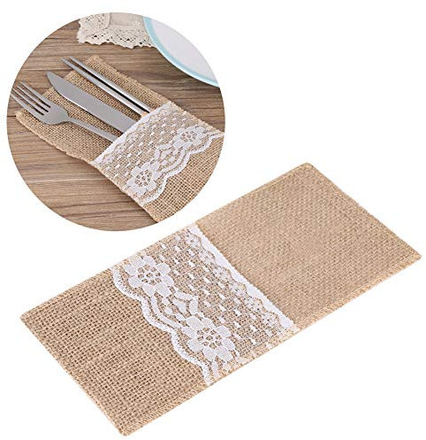 10pcs Jute Lace Hand Made Fork and Knife Cutlery Tableware Beautiful Holders for Home Birthdays Wedding Party Receptions Decorationtableware