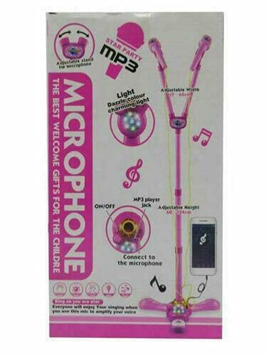 SDMAX Karaoke Pink Singer Microphone & Stand KTV Toy, Robust Design, Long-Lasting Fun, Explore Rhythm, Melody, And Pitch, Easy-To-Use Controls, Adjust The Volume And Effects