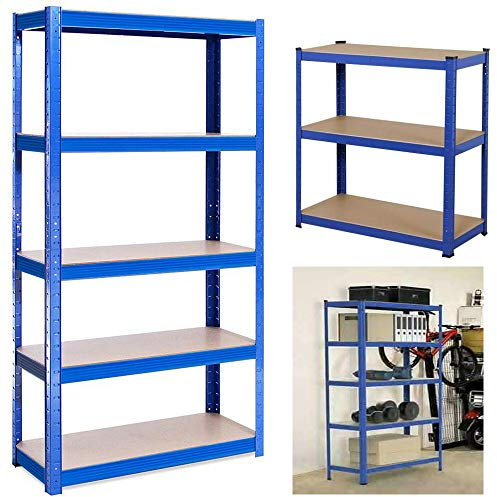 LiYi Schwerlastregal Industriequalität mit 5 Böden, Einzelpackung, 180x 90x 40 cm, Blau