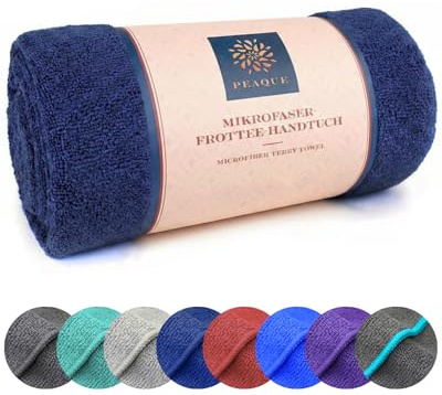 PEAQUE Mikrofaser-Handtuch mit Frottee-Struktur, schnelltrocknend saugstark | Leichtes Sporthandtuch, Saunahandtuch, Reisehandtuch, ideal für Fitness und Yoga