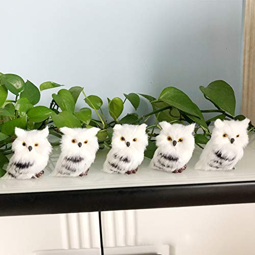 AIGTENG 5 Stück Eule weiß schwarz pelzig Weihnachten Ornament, Weihnachten Stil Süße Eule Modell Baum Dekor flauschige Baby Eule Weihnachten Ornament