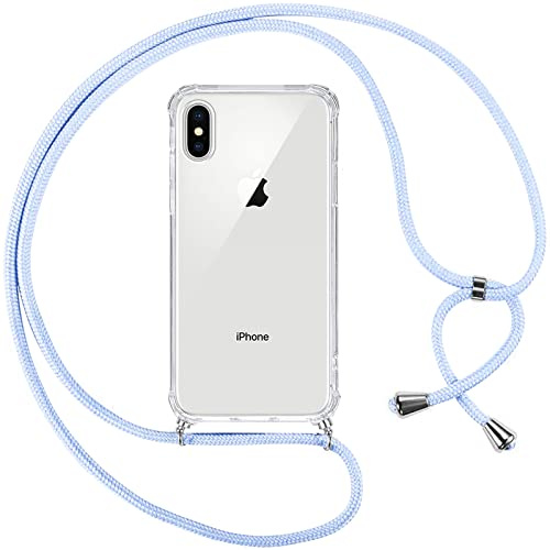 Pnakqil Handyhülle für iPhone XS/X Hülle mit Band, Transparent Weich Silikon mit Kordel Necklace Schnur Anti-Fall Bumper Schutzhülle Case Kompatibel mit iPhone XS 5.8, Lila