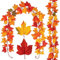 Briful Kunstgirlande, 2 Stück Herbstgirlande Künstlich Hängepflanze Kunstpflanze Ahorn Girlande Herbstblätter Reben Herbstdeko Wanddeko, 6 Ft/182 cm