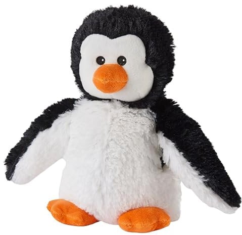 Warmies Plush Black and White Penguin Microwavable, Weighted Heat Pad Suitable for All Ages, Chill in a Freezer for Cooling Relief, Penguin Weighted Teddy