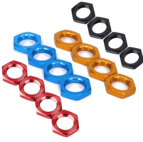 16 Stück Aluminium 17 mm Radmutter Gewinde 1,0 mm für 1/7 1/8 RC Modellauto ARRMA 6s HSP Redcat Himoto Monster Trucks Off Road Buggy verbesserte Teile (gemischte Farben)