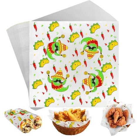 Frcctre 1000 Sheets Wax Paper for Food Greaseproof, 30 x 30CM Burger Sandwich Wax Paper Food Basket Liners Grease Resistant Dry Waxed for Wrapping Bread Sandwich Hamburger Frie BBQ