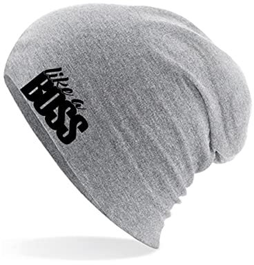 Huuraa Mütze Like a Boss Spruch Geschenk Heather Grey Like a Boss Accessoire