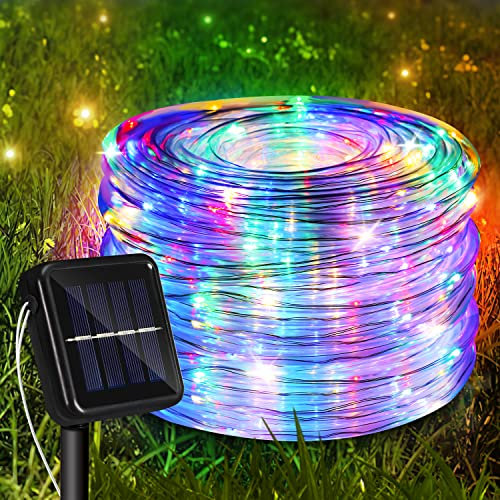 Gimisgu Solar Lichtschlauch Aussen, 20M 200 LED Mehrfarbig Außenlichterkette, IP65 Wasserdicht, 8 Beleuchtungsmodi Lichterkette für den Außenbereich, Dekorative Gartenbeleuchtung