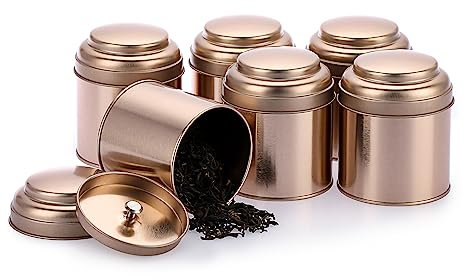 IGNPION Pack of 6 Loose Leaf Tea Tin Container 8oz Metal Nut Storage Jars Airtight Canisters Storage Kitchen Spice Containers storage Jars, Food Storage Container Tin for Tea, Coffee, Biscuits, Sugar