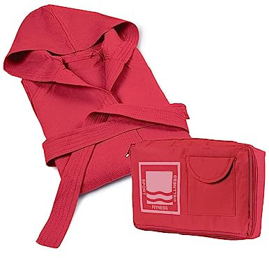 Banzaii Peignoir pour Homme et Femme 100% Microfibre à Capuche – Peignoir Unisexe avec Sac Résistant pour gagner de la place - Taille XXL Rouge