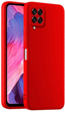 HULLIN Custodia per Telefono in Silicone Colorato, Adatta per Samsung Galaxy M32 / M22 / A22 (6.4) - Rosso Cina