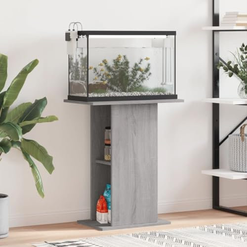 Homgoday Aquariumständer Aquarium Tisch Aquarium Unterschrank Aquarienunterschrank Aquarien Schrank Terrarium Schrank Grau Sonoma 60,5x36x72,5 cm Holzwerkstoff