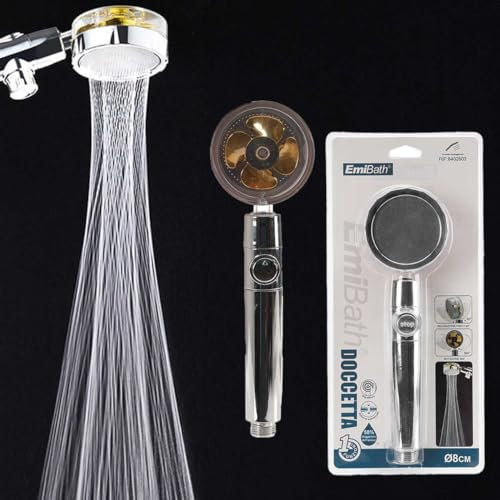 A2ZWORLD Combiné Pommeau de douche 8 cm, avec rotation 360 °, interrupteur stop, inclinaison max 60 °, crochet universel 20 mm, nettoyage, jet tactile doux, pulvérisation confortable, AB332603