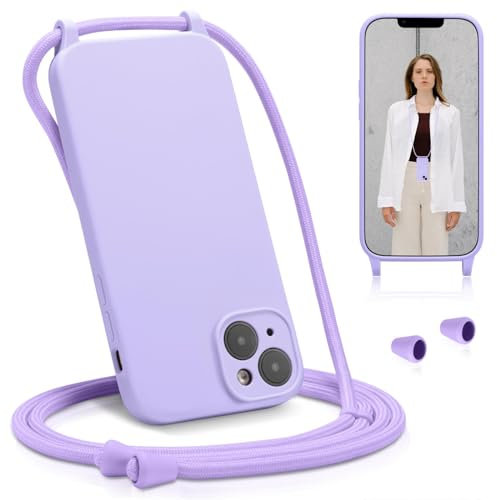 Verco Liquid Silikon Handyhülle für iPhone 14 Case [verstellbare Kette] Schutzhülle Handykette für iPhone 14 Hülle - Ideal für Festival und Outdoor