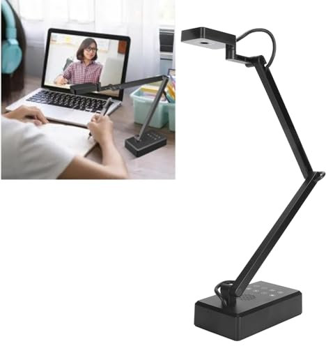 Cámara de Documentos USB, Visualizador USB 4K Ultra HD Captura Tamaño A3, Enfoque Automático, Inversión de Imagen, Lente Giratoria de 360°, Luz LED de 3 Niveles, Micrófono