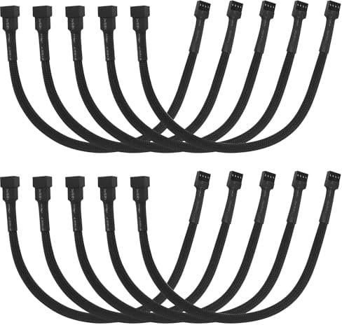 LANMINGLEL 10-Pack PWM 4 Pin Fan Extension Cable 12 inch PC Fan Power Extension Cable Male to Female 4-Pin PWM Fan Splitter Cable for PWM Fan Computer ATX Case(1 to 1)