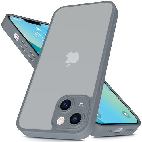 Mootobo for iPhone 13 Case 6.1-Inch, Matte Shockproof Bumper Phone Cover, Military-Grade Protection Ultra Slim 360°Full Body Frosted Translucent Back Phone case for iPhone 13(Grey)