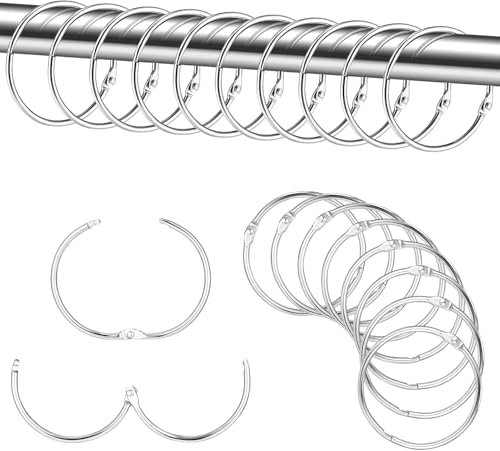 STOUCLA Metall-Vorhangringe, 24er-Pack Silber, Runde Duschringe aus Eisen, 24 Stück, geeignet für Vorhänge, Duschvorhänge und mehr