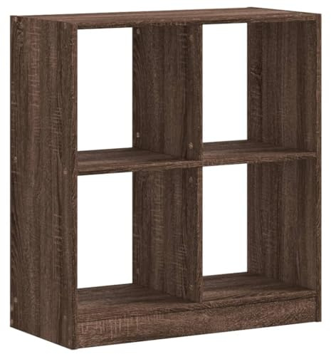 vidaXL Bücherregal, Standregal mit 4 Fächern, Würfelregal Regal für Wohnzimmer Büro, Raumteiler Wandregal Büroregal, Braun Eichen-Optik Holzwerkstoff