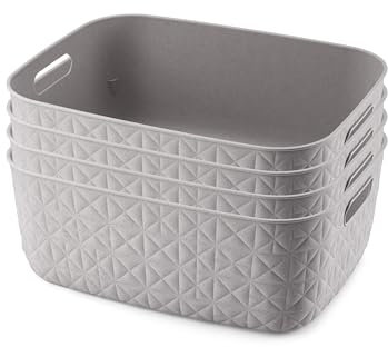 CURVER Softex 4x 12.5L Storage Baskets, 100 percent Recycled Material, Lightweight, For Bathroom, Living Room, Kitchen, Taupe