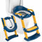 Potty Training Toilet Seat, Adjustable Toddlers Potty Toilet Trainer with Steps Non Slip Handle & Soft Cushion Foldable Travel Toilet Seat Toddler Child Toilet Training Seat for Kids Boys Girls, Blue