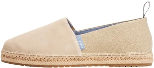 Tommy Hilfiger Uomo Espadrillas Flex Mix in Pelle Scamosciata, Beige (Sandalwood), 43