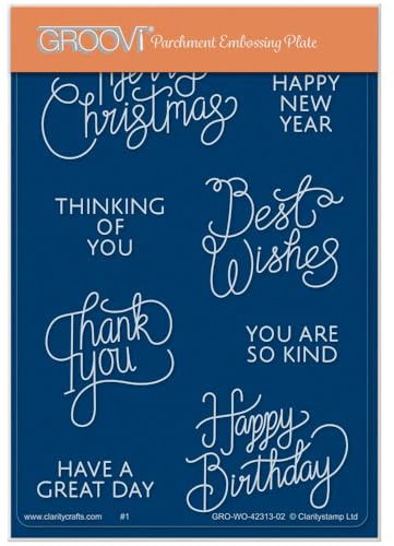 Groovi - Bijou Ribbon Sentiments A6 Rectangle Groovi Plate by Clarity Stamps