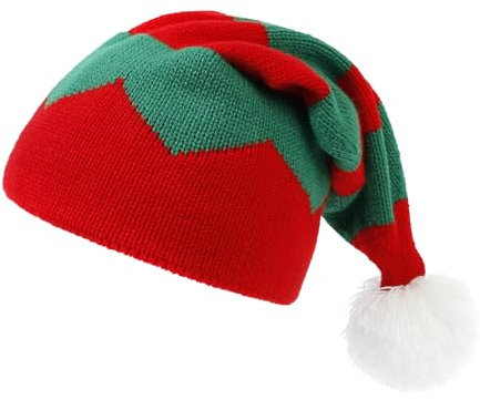 JAWSEU Weihnachtsmütze Nikolausmütze Damen Herren Gestrickte Nikolausmütze weihnachtsmann mütze Rote Santa Mütze Bequemes Klassischer Nikolaus mütze Kinder Erwachsene Kostümzubehör für Weihnachten