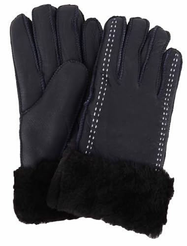SNUGRUGS Womens Nappa Finish Sheepskin Glove with Turn Back Sheepskin Cuff