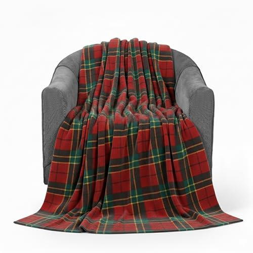 Rohi Red Tartan Throw Blanket Polyester – Throws for Sofas, Teddy Tartan Throw Blanket for Sofa, Couch, or Bed – Lightweight Sofa Throw, Durable, and Stylish Home Accent (Red, 150 x 200cm)