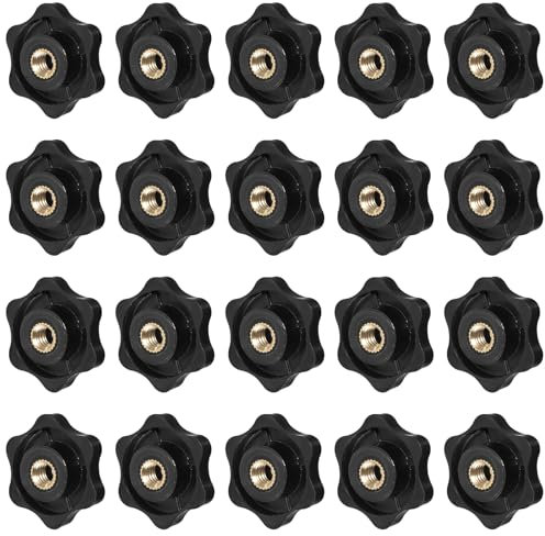 JIYIN 20 Stück Sterngriffmutter M6, Rändelschraube Äußerer Durchmesser 30mm Schwarz Griffmuttern Sterngriffmutter Innengewinde Klemmknopf für Maschinen und Anlagen Möbel Werkzeugmaschinen Fitnessger