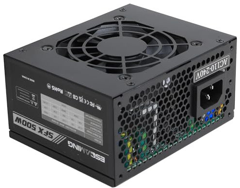 SFX 500W Power Supply, ESGAMING Mini ITX Micro ATX Solution 500W PSU, Full Range APFC 110-240V, Low Noise Fan for Desktop Gaming Server SFX Form Factor Computer