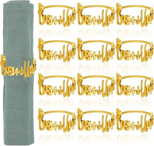 Serviettenschnallen Set,12 Stück Serviettenschnallen Ramadan,Tischdekoration Alphabet Serviettenschnallen,Serviettenschnallen Vintage,Serviettenschnallen Eid für Ramadan,Weihnachten,Thanksgiving