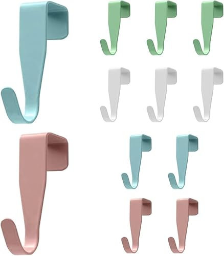 Ganchos para puerta de acero inoxidable, 12 unidades, colgador puerta de colores, percha para puerta de armario y exteriores, gancho puerta en 4 colores.
