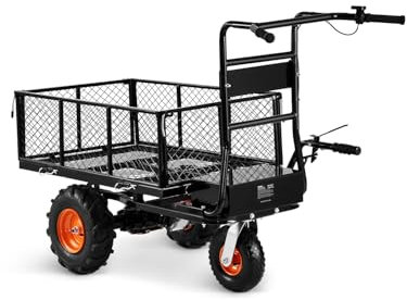 VEVOR Chariot Utilitaire électrique, capacité de 226 kg, Chariot de Jardin en Acier alimenté par Batterie 36 V 432 Wh avec Frein, Transporteur de matériaux Robuste avec 3 Roues, pour Ferme et Camping