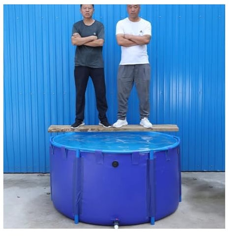 Rygcrud Oberirdischer Teich, Großer Tank Für Aquarium, Zusammenklappbare Leinwand Stoff Mit Halterung, Rundes Becken Für Koi/Goldfische(3x1/7000L)