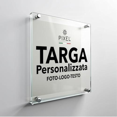 PIXEL - Placa de plexiglás personalizada impresa con logotipo, texto o imagen | Cartel decorativo de pared | Placa para oficina, estudio, tienda | Formatos rectangulares y redondos (30 x 40)