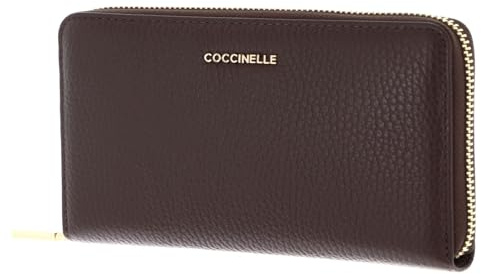 Coccinelle Leder Geldbörse Metallic Soft Wallet Grained Leather Brunette Dunkelbraun