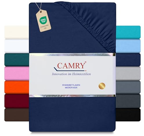 Camry Spannbettlaken 180x200 cm Navy Mikrofaser Spannbetttuch Oeko Tex Zertifiziert