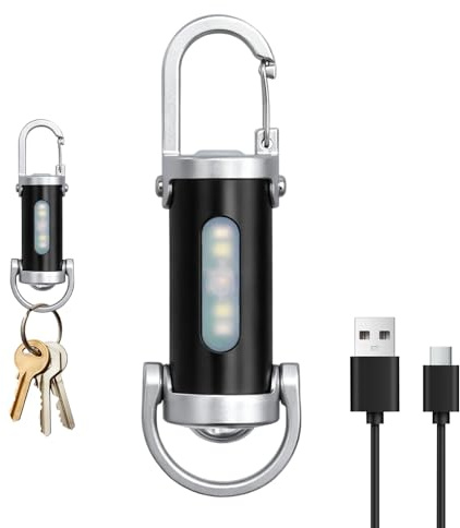 Piaeny 500LM Super Bright Mini Keychain Flashlight, USB-C Rechargeable Keychain Torch with 3 Modes, Compact Mini Flashlight for Outdoor, Emergency, Hiking