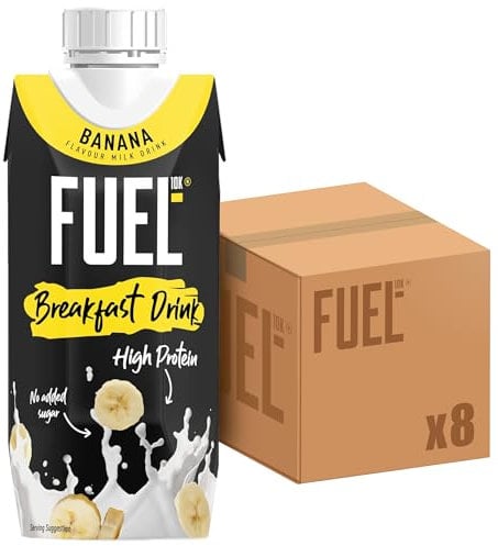 FUEL10K Banana High Protein Milk Breakfast Drink, 330 ml (Pack of 8)
