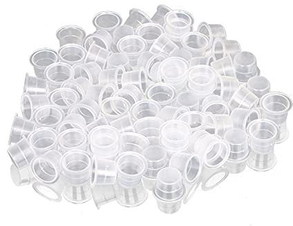 Sonew 100PCS Gobelet d'encre pour tatouage, Gobelet jetable en plastique pour encre de tatouage, Capsule d'encre de tatouage transparente, Approvisionnements de tatouage, kits de tatouage(M)