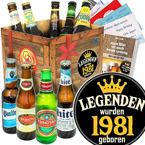 Legenden 1981: Das Nostalgie-Geschenk – 9er Premium Bier Tasting + Bierbuch + Bewertungsbogen + Persönliche Urkunde – Für erfolgreiche Männer
