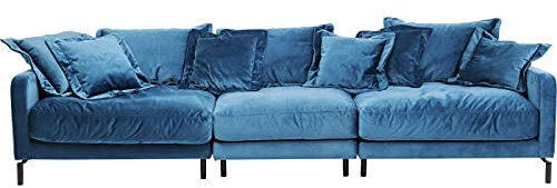 Kare Design Sofa Lullaby 3-Sitzer, Petrol, Sofa, Stahlfüße, Kieferholzgestell, Samtoptik, 70x307x102 cm (H/B/T)