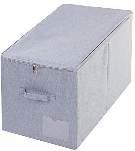 Amonsen 60L Extra Large Quilts Tröster Decken Bettdecken Aufbewahrungsbehälter mit Deckel, staubdichte Aufbewahrungsbox für saisonale Bettwäsche, Hellgrau