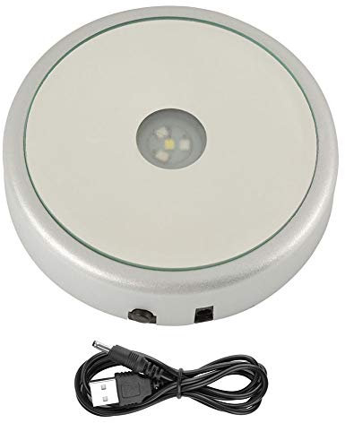 HEEPDD Placa de Pantalla LED, Soporte de Cristal Colorido Soporte de Pantalla para Arte de Cristal de Cristal 3D (Rond, 4LEDs, USB y batería)